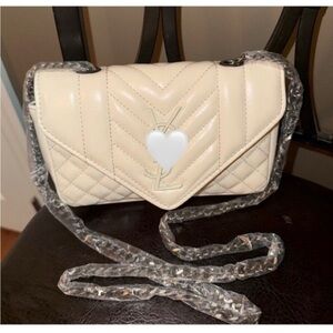 Cream Quilted Leather Crossbody Bag